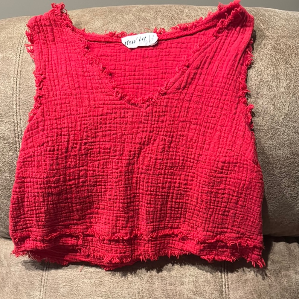 Red Textured Women's Top